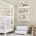 UTEX Floating Nursery Book Shelves Set of 3, Baby Hanging Bookshelves for Wall Decor and Storage, Wall Mounted Book Shelf for Kids Room, Nursery, Playroom, Bedroom, 16.3 Inch, White, SS24-UTX-K065W, 16.3"W x 5"D x 5.9"H
