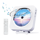 Bluetooth Portable Home CD Music Player with Remote Control, Timer, Built-in Speakers and LED Display - FM Radio Boombox (White)