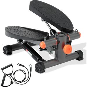 Stepper for Exercise at Home Mini Stair Stepper with Resistance Bands Exercise Equipment for Home Stair Climber Stepper Machine for Home Gym Cardio Equipment for Full Body Workout (Black)