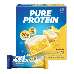Pure Protein Pure Protein Bars, High Protein, Nutritious Snacks To Support Energy, Lemon Cake, 12 Count, 12 Count (EXP 03/21/27)