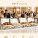 4-Pack 9-Quart Stainless Steel Rectangular Chafing Dishes for Buffets | Chafing Dish Set with Rolled Edges, Water Pan, Food Warmers for Party Buffets, Birthdays, Holiday Parties, Events and Weddings