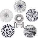 YumSur Drink Coasters Set of 6 with Holder Absorbent Ceramic Stone Coasters with Cork Bottom Heat and Scratch Resistance Decorative Drink Mats Cup (White and Black)