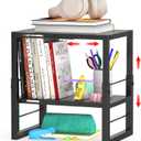 Locker Organizer Shelf School, Adjustable Width and Height, Stackable Metal Locker Storage Organization, Ideal Locker Fits Standard Size School, Office, and Gym Lockers, Black