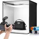 Light Box Photography 24 x 24'' Large Photo Studio Light Box with 224 Adjustable Ring LED Strip, 5 Color Backdrops, Diffuser Photo Booth Machine for Professional Shooting Product Tent Kit