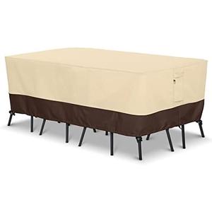 Arcedo Waterproof Patio Furniture Set Cover, Rectangular Dining Table and Chairs Cover, Heavy Duty Outdoor Furniture Cover for Sectional Conversation Set, 88'' x 62'' x 28''H, Beige & Brown