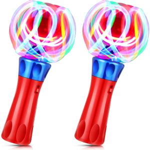 Hungdao 2 Pieces Light Wands Spinner Wand Sensory Light Spinner Magic Ball Glow LED Orbiter Wand, Medium