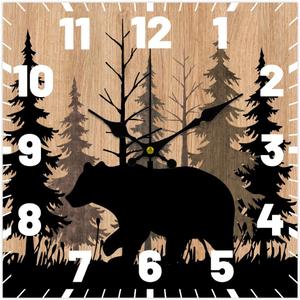 CHGCRAFT 12inch Bear Wall Clock Silent Non-Ticking Clocks Forest Wildlife Wall Clocks Battery Operated Rustic Farmhouse Clock for Home Decor Living Room Kitchen Office
