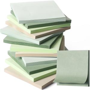 Thenshop 12 Pads Sage Green Sticky Notes 3''x3'', Self Stick Notes Pads Sage Green Office Supplies, Vintage Aesthetic School Accessories 50 Sheets/pad