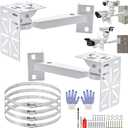 2-piece Security Camera Mount Set L-Shaped hemispherical Camera Bracket, Used for Right Angle wall mounting rods for Safety hemispherical Cameras Suitable for rods ranging from 0.9-5.5 inches