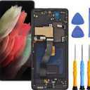AMOLED for Samsung Galaxy S21 Ultra 5G Screen Replacement with Frame for Samsung S21 Ultra Screen Replacement kit SM-G998u G998a G998w LCD Touch Display digitizer with Tools Black