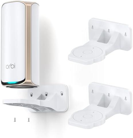 XLTTYWL Orbi WiFi 7 Wall Mount Kit, Orbit 7 Mount Bracket Optimize Space Compatible with Orbi Wi-Fi 7 Mesh Systems & All Net Gear Nighthawk Wi Fi 7 Routers(RBEWMB-10000S) (White, 2 Pack)