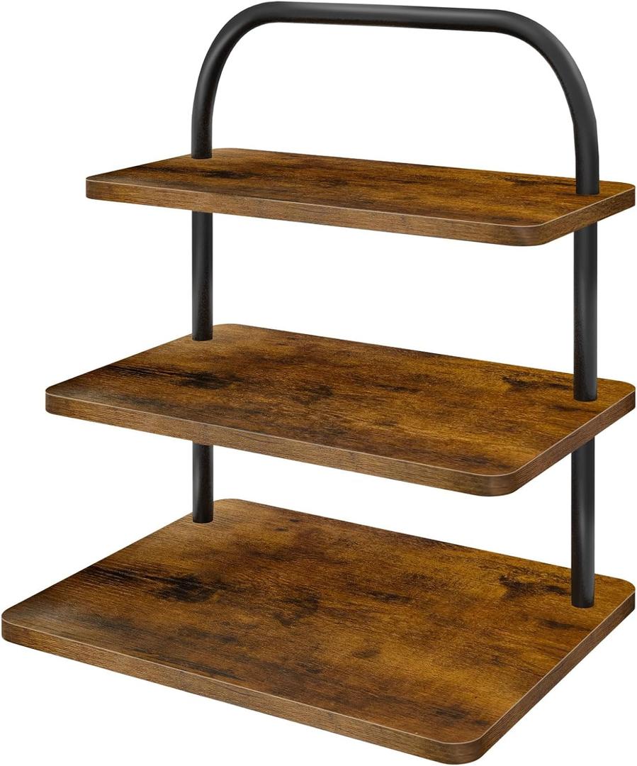 Cupcake Stand, 3 Tier Large Cupcake Stand Rustic Stepped Cupcake Display Stand Square Wood Dessert Table Display Set Cupcake Tower Tiered Tray Stand for Wedding Birthday Graduation (Brown)