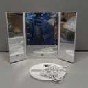 FASCINATE Trifold Vanity Mirror with Lights, Lighted Makeup Mirror 2X/3X Magnification, 21 LED Touch Dimming, Dual Power 180 Rotation Lit Beauty Table Mirror, Make up Mirror with Lighting (White)