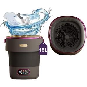 Portable Washing Machine 15L Small Washer and Dryer Mini Washing Machine for Underwear Baby Clothes Socks Foldable Washer lavadora portatil for Apartment Dorm Camping RV Travel (Black)