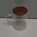 Bicuzat Elegant Clear Glass Creamer Coffee Milk Creamer Pitcher, Coffee Pot Serving Set with Handle and Wooden Lid-Smooth-20OZ-H