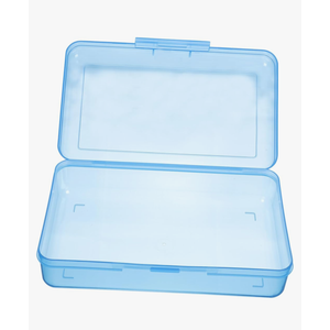 1Pc Stackable Plastic Pencil Box with Snap Tight Cover for School Simple and Practical Design for Organizing Stationery Supplies for Students and Teachers - Blue
