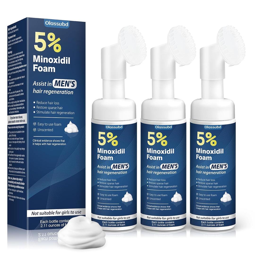 Minoxidil 5% Foam for Men Hair Growth Foam Suitable for Hair, Pack of 3
