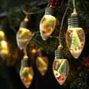 JUSTOTRY 2PC 6.6ft Christmas Lights for Indoor Bedroom Decorations - 10 LED Globe Bulbs String Light with Tree & Snow & Cute Ornaments for Home Patio Decor Fireplace Xmas Tree Decoration (Warm White)