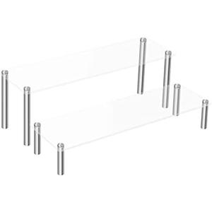 LoengMax 2Pcs Acrylic Riser, Display Stand Clear Shelf for Cupcake Food Desserts Holder Cosmetic Products Tabletop Use and More (Medium)