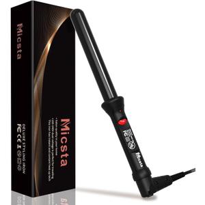 Curling Wand Long Barrel 1 Inch for Short & Long Hair, Micsta Curling Iron Hot Styling Tools Ceramic Coated for Beach Waves,Negative Ions Thick Black Hair Wand Curler, Temp Adjustable & Dual Voltage