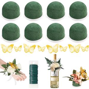 8 Pcs Mini Floral Foam Holder, Wet and Dry Flower Foam for Flower Arrangements, Floral Foam Blocks for Wine Bottle Decor, Wrist Corsages, Weddings, Party