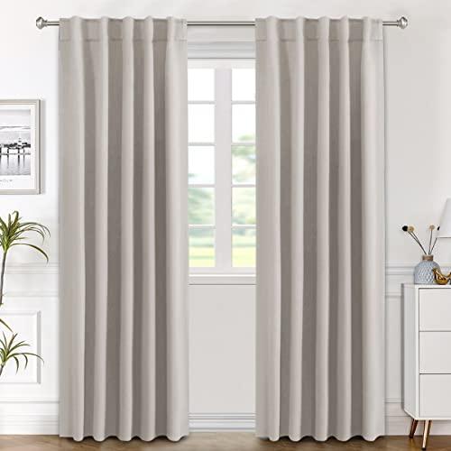 H.VERSAILTEX Blackout Curtains Thermal Insulated Window Treatment Panels Room Darkening Blackout Drapes for Living Room Back Tab/Rod Pocket Bedroom Draperies (2 Panels, Stone, 42 x 84 Inch)