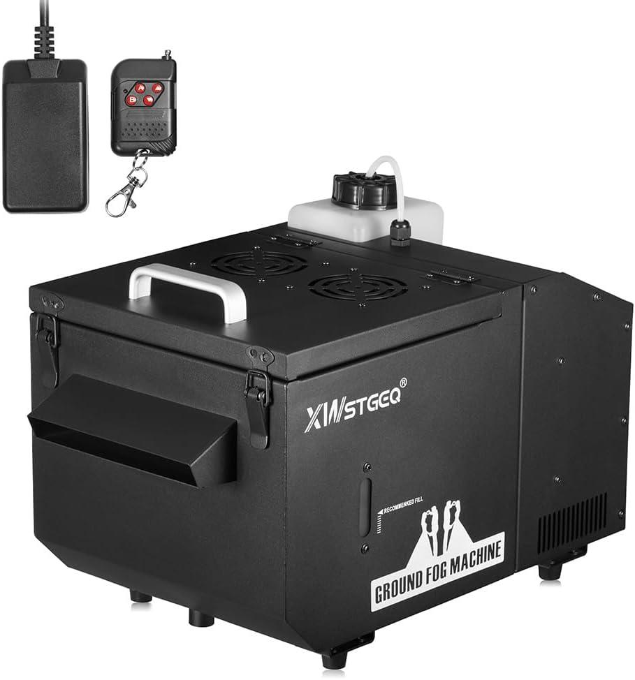 Low Lying Fog Machine, 1200 Watt Water Based Ground Fog Machine with Wireless Remote, DMX 512, Manual Control - Ideal for Weddings, Halloween, Parties, DJs, and Stage Performances