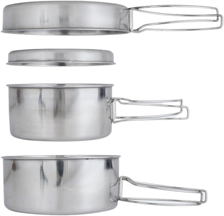 BeGrit Backpacking Camping Cookware Mini Picnic Camping Cooking Mess Kit with Pot and Pan Set for Hiking (4pcs)
