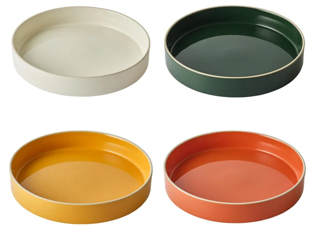 Odense Ceramic Pasta Bowls (Set of 4) - for Pasta & Salad - Multi-bowls with Wide Pasta & Deep Round, Modern & Minimal Design, Stackable - Microwave & Dishwasher Safe (Multi Color)