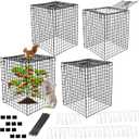 Garden Wire Cloches For Plants Extra Large 13.2" X13.2" X16.7" Rustproof Plant Cages For Outdoor Plants Protectors From Animals With Openable Top Cover & Stakes Plant Cages To Keep Animals Out (4 PCS)