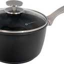 Swiss Diamond Sauce Pan with Lid, Diamond Coated Aluminum Non Stick Sauce Pan with Stainless Steel Handle, Oven & Dishwasher Safe, 8 Inch 3.2 Quart, Grey (Black)