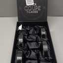 GLASSIQUE CADEAU Vintage Art Deco Smoke Black Coupe Glasses | Set of 4 | 7 oz Ribbed Cocktail Glassware for Drinking Champagne, Martini, Cosmopolitan, Manhattan | Crystal Speakeasy Saucers