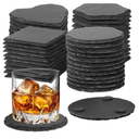 72 Pcs Slate Coasters for Laser Engraving Blanks Slate Coasters Bulk for Engraving Black 4 Inch Blank Laser Engraving, Hand Painted, Scratch Resistant Bottom 18Square,18Round,18Heart,18Hexagon