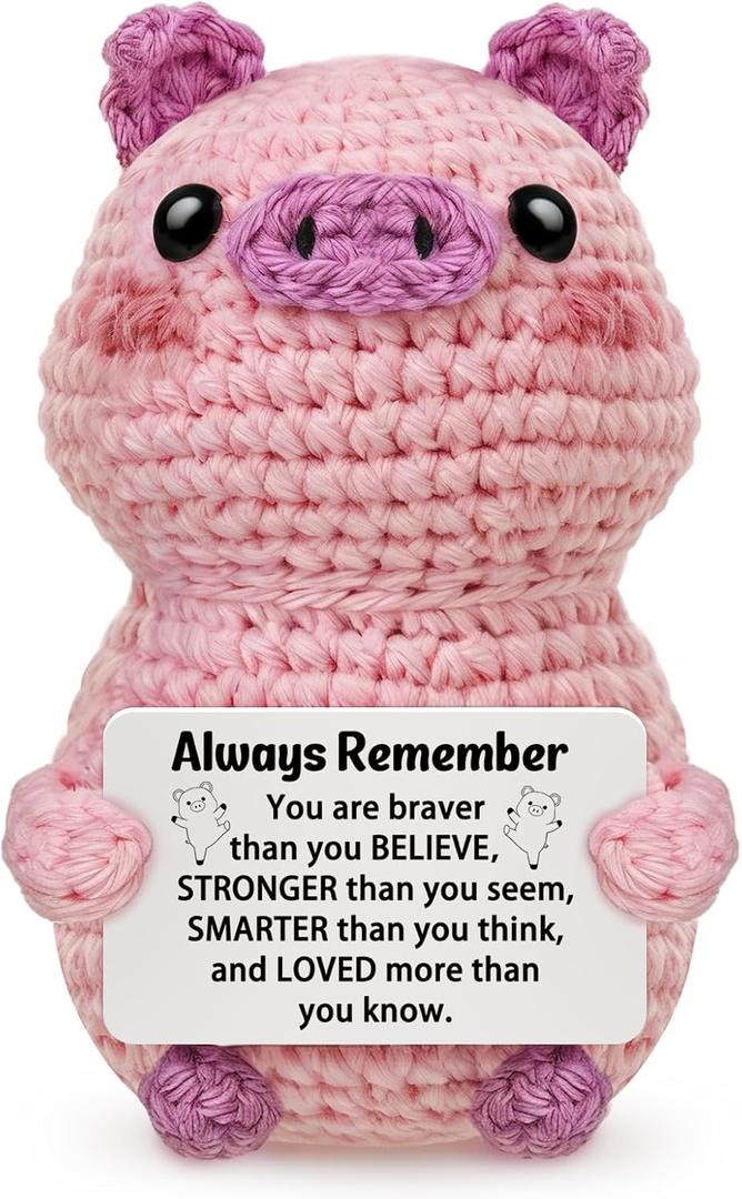 Mini Positive Crochet Pig Gifts for Women Handmade Crochet Animals