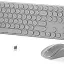 Wireless Keyboard and Mouse Set  MPTOG Full-Sized 110Pcs Slim Round Key Design, Quiet Typing, Adjustable DPI Ergonomic Mouse, Wireless Combo for PC, Mac, Laptop, Tablets(Space Gray)