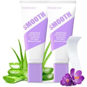 PHOFAY Hair Removal Cream for Sensitive Skin Women and Men –Fast-Acting,Dermatologist-Recommended with Aloe & Hyaluronic Acid for Arms,Legs,Chest,Pubic Area,Stomach,Bikini Line(7.06 Ounce (1 Pack))
