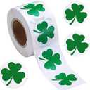 6 x 500Pcs St. Patrick's Day Stickers Green Shamrock Clover Stickers Roll 1.5in Self-Adhesive Waterproof Sticker Decor for Irish Holiday Party Scrapbook Journal Envelopes Decorations