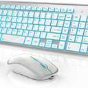 J JOYACCESS Wireless Keyboard and Mouse Combo with 7 Backlit Options,Quiet Light Up Keys,Type-C Rechargeable,Sleep Mode-2.4G Slient Portable Cordless Combo for Laptop/PC/Computer/Mac(White+Sliver)
