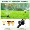 Landical Above Ground Irrigation Garden Sprinkler System 3 Pack Lawn Sprinkler and 32.8 ft Garden Hose Drip Irrigation System Garden Watering System DIY Plant Watering Set for Yard (Black)