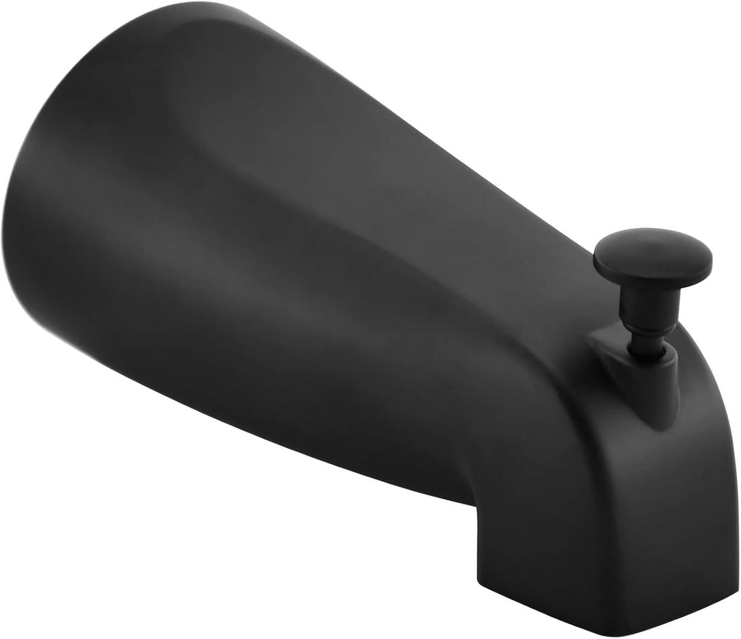 Slip Fit Tub Spout with Pull-Up Diverter for 1/2 inch Copper Tube, Matte Black