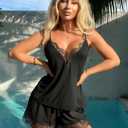 Avidlove Women Pajama Set Lace Trim Short PJ Set Modal V Neck Sleeveless Sleepwear Drawstring Waist Nightwear (Black, XXXL)