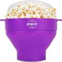 POPCO Silicone Microwave Popcorn Popper with Handles, Silicone Popcorn Maker, Collapsible Bowl and Dishwasher Safe - (Dark Orchid)