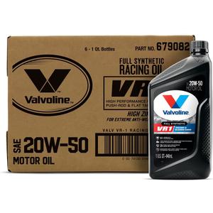 Valvoline VR1 Racing Synthetic SAE 20W-50 Motor Oil 1 QT, Case of 6
