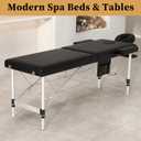 civama Massage Table Massage Bed Portable, 26 LBs Light Weight 2 Section Foldable Tattoo Bed Facial Care Spa Lash Bed Height Adjustable Sturdy Aluminum Frame with Accessories Carrying Bag, Black