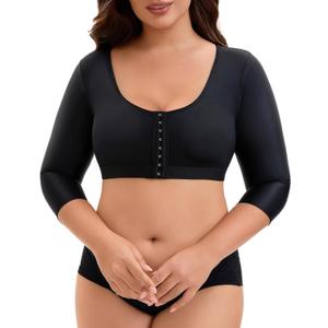 Upper Arm Compression Sleeve Women Lipo Post Surgery Slimming Arm Compression Garments Front Closure (XX-Large, Black)