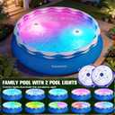 Easy Set Pool with Pool Lights, Upgraded Above Ground Pool,Large Inflatable Swimming Pool for Adults Round Pool,Quick Set Inflatable Top Rings Above Ground Swimming Pool 8ftx30in