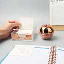 Rose Gold Magnetic Paper Clip Holder 3x3 Sticky Note Holder Set, Clear Acrylic Post a Note Dispenser and Paperclip Holder include 100 paper clips for Desktop Accessories Organizers (Rose Gold)