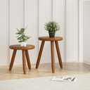 Rubber Wood Plant Stand & Small Stool, 12.6' Multi-Functional Natural Wood Stool for Home, Living Room, Bedroom, or Garden (16+18" Tall)