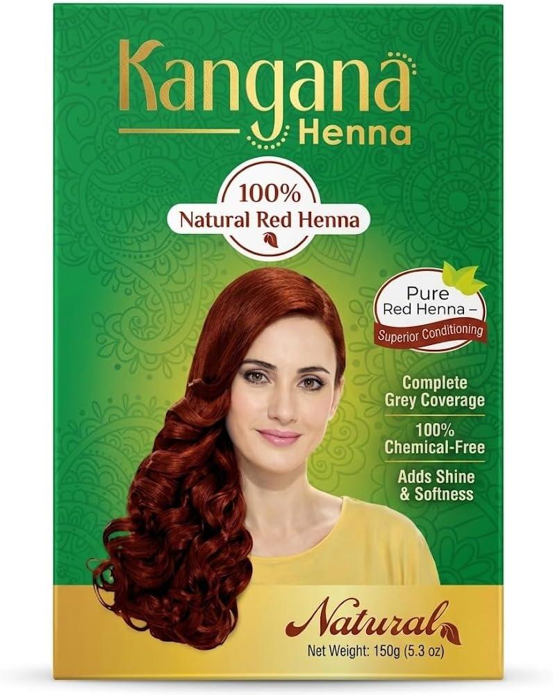 Kangana Red Henna Powder 150g  Natural Henna Hair Dye for Grey Coverage | Herbal Hair Color for Conditioning & Shine | Chemical-Free