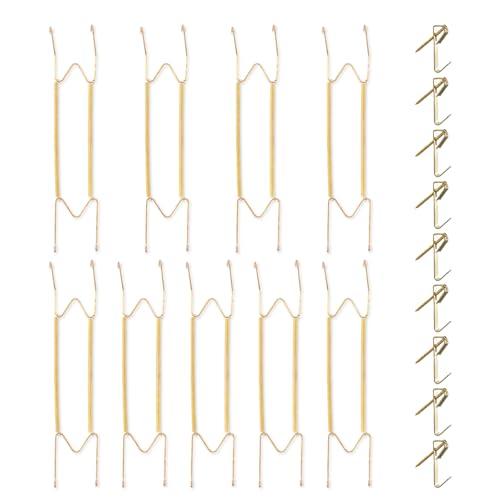 Bilillo 9 Pack Plate Hangers for Wall, Suitable for 16-20 Inch Decorative or Collector Plates, Extra Large Heavy Duty Stainless Steel Invisible Wire Holders with Wall Hooks, Plate Hangers for Display